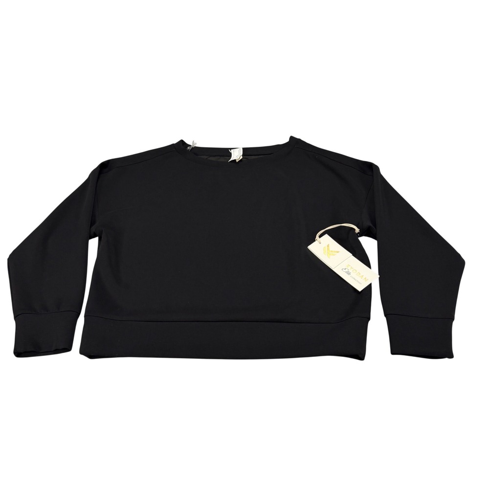 Kyodan Black Sandwash Scuba Long Sleeve Pullover Top Womens‎ Medium